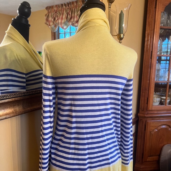 Talbots open lightweight cardigan - Size Petite Petite.  Yellow, Blue and White - Picture 2 of 13